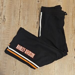 Harley-Davidson Black sweatpants with Orange and White Accents